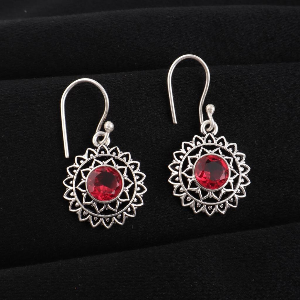 Pink Tourmaline Gemstone 925 Sterling Silver Jewelry Drop/Dangle Earrings 1.57" CE-19-1