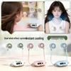 Cartoon Cute USB Rechargeable 5-Speed Neck-Hanging Fan for Outdoor and Desktop Use