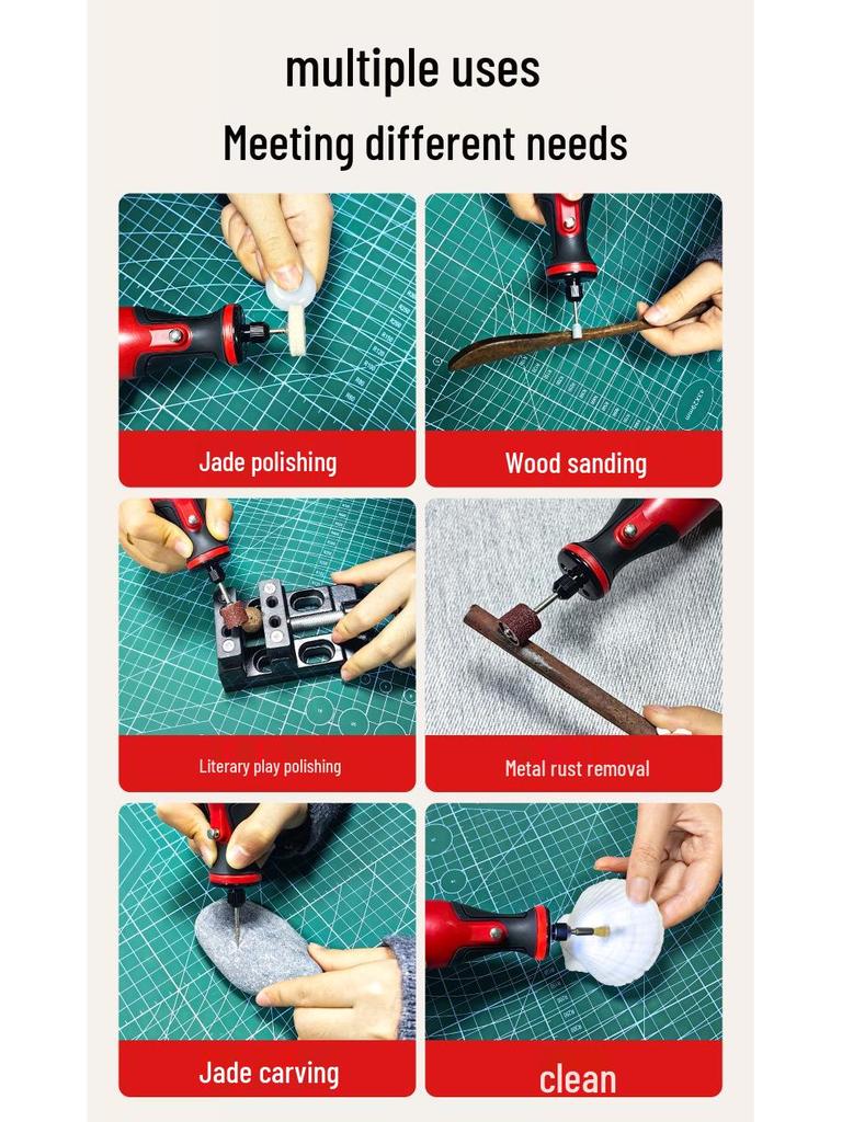7,2V Lithium-Akku-Elektroschleifer mit 5-Gang-Regelung & Licht zum Jade-Schnitzen, Schleifen und Polieren