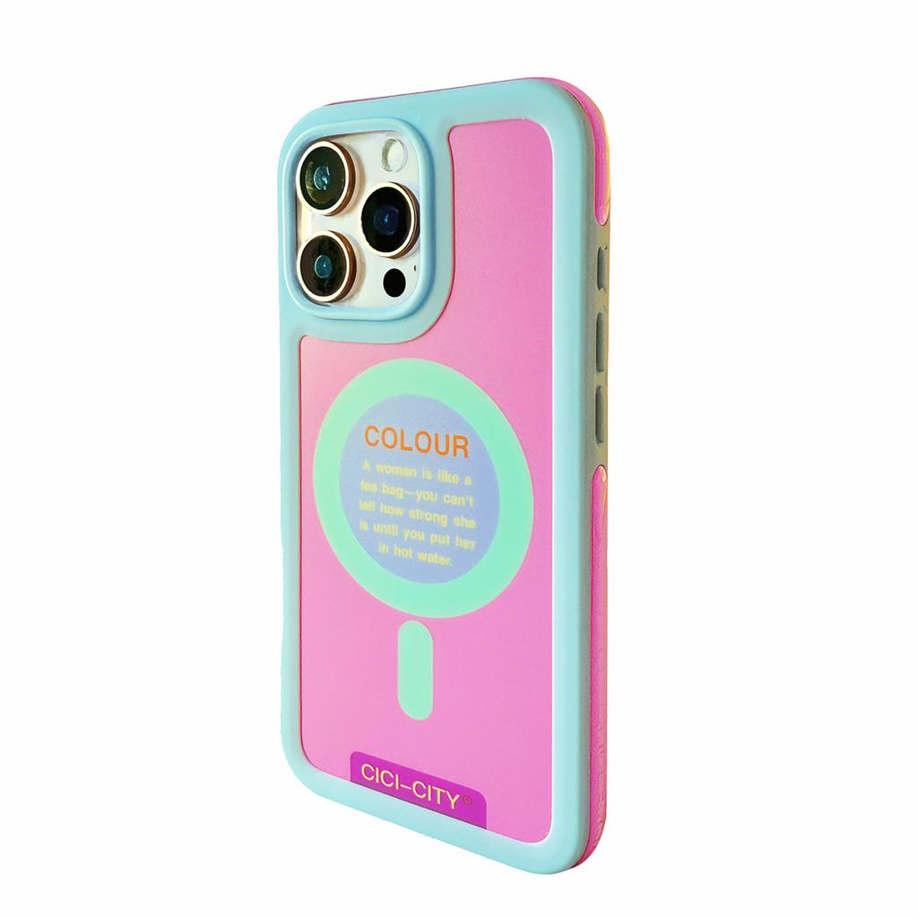 For iPhone 13 14 15 16 17 Pro Max Case Magsafe Happy Dapamine Color Anti-Collision Drop-proof Protective Cover for Summer Girls