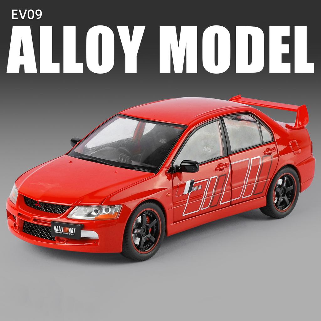 1:24 Mitsubishis Lancer Evolution 9 Alloy Sports Car Model Metal Modified Track Racing Vehicles Car Model Sound Light Kids Gifts