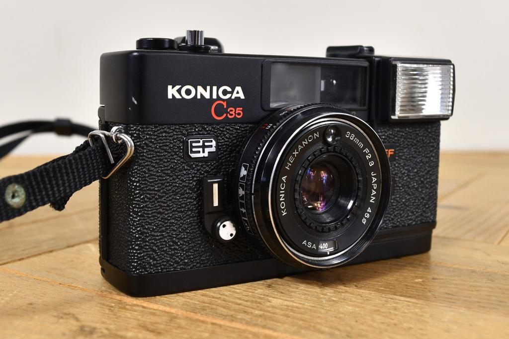 Konica C35 EF Black Point & Shoot Film Camera from Japan with Case, Tested