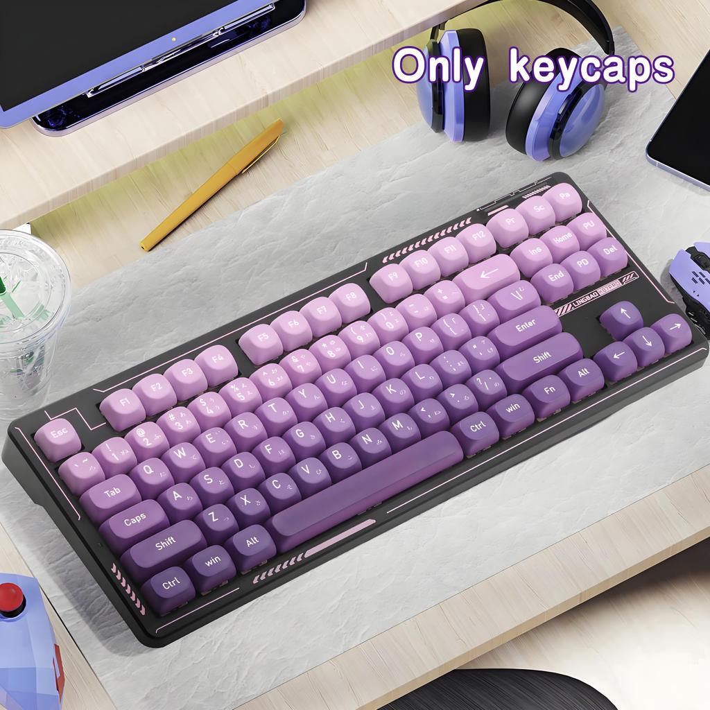 134Keys Japanese Keycaps Gradient Purple PBT Keycaps MOA Profile 5 Side Dye Sublimation DIY Keyboard Key Cap for Cherry Gateron MX Switches Mechanical