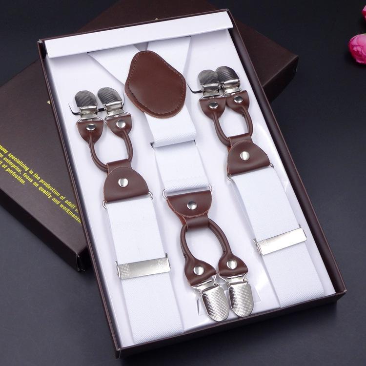 Men'S Six-Clip Suspender Belt Jacquard Strap 3.5 Six-Clip Printed Webbing Six-Clip Wide Strap Clip