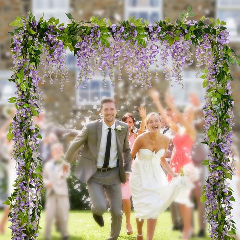 190CM Artificial Wisteria Flowers for Home Room Decor Wedding Marriage Decoration Fake Flowers Bride DIY Craft Wreath Ornaments