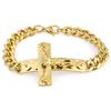 Crucifix Jesus Cross Charm Bracelets Stainless Steel Cuff Bracelets for Men Metal Cuban Hand Chain Religious Male Punk Jewelry