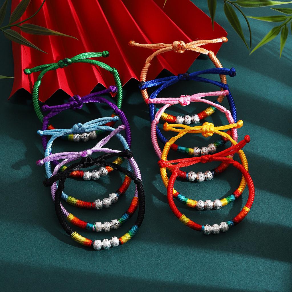 Colorful Rope Beaded Ethnic Style Hand-Woven Hand Rope, Tibetan Light Luxury High Sense Adjustable Fashion Jewelry Women