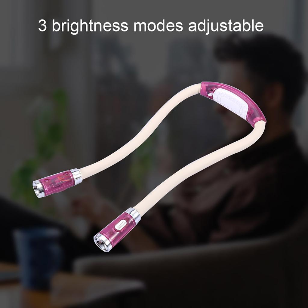 Flexible Neck Hanging Hug LED Light Hands Bendable Lamp Night Reading (Red)