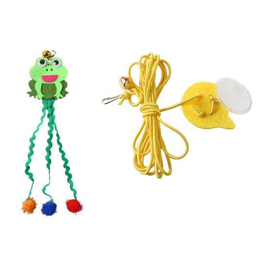 Swinging Interactive Cat Toy Elastic Rope Cat Teaser Self-play Cat Toy with Feathers Bell for Indoor Cats Solo Play And Hunting Instinct