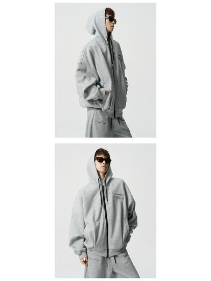 Unisex Heavyweight Trendy Sports Hoodie & Sweatshirt Two-Piece Set for Autumn