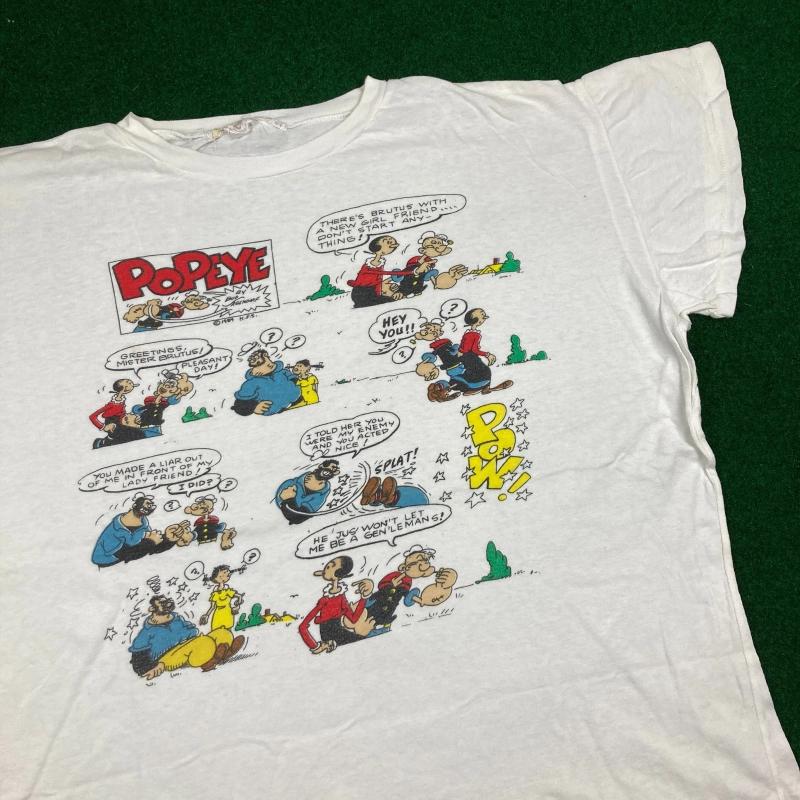 

Vintage Popeye The Sailor Unisex Shirt Unisexs L White 1984 Single Stitch Cartoon 80s S
