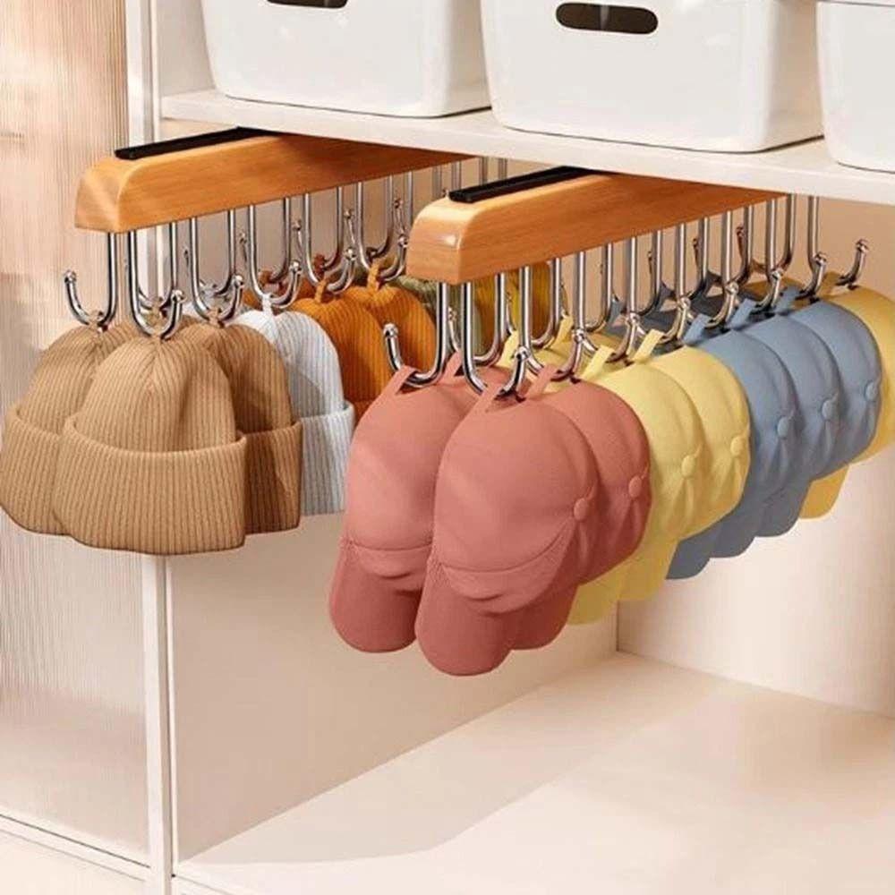 Wood Hat Storage Hanger 16 Hooks Clothes Hanger New Underwear Storage Rack  Home