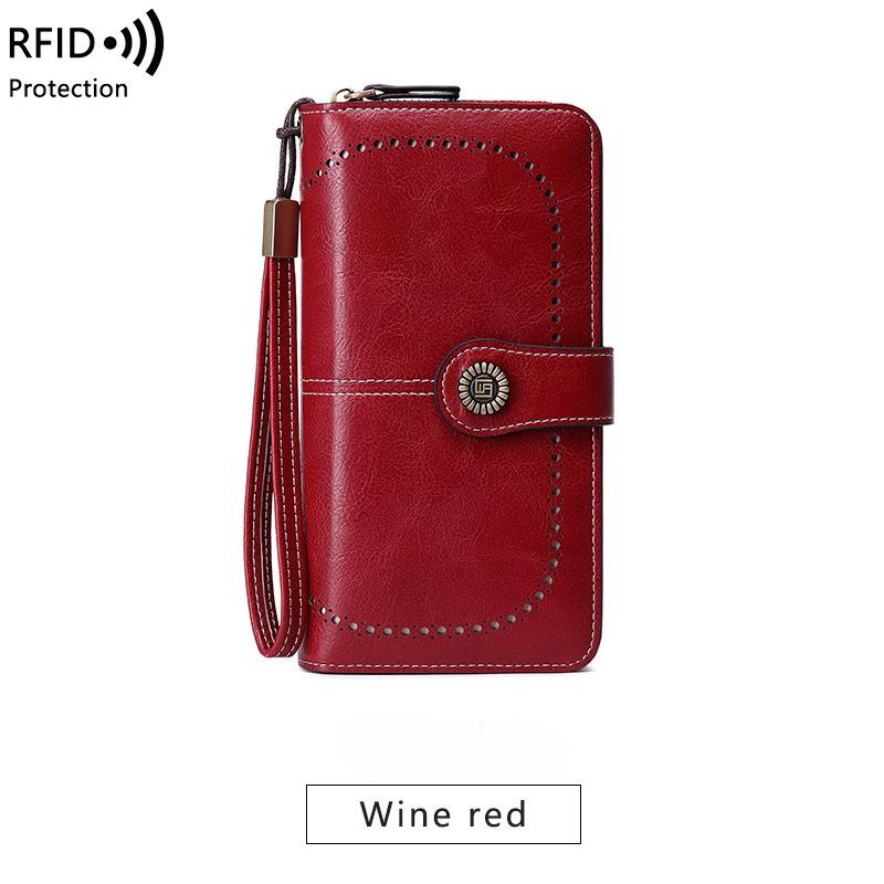 Portafoglio da donna di alta qualità Portafogli in pelle antifurto RFID per donna Porta carte da donna con cerniera lunga Pochette da donna grande