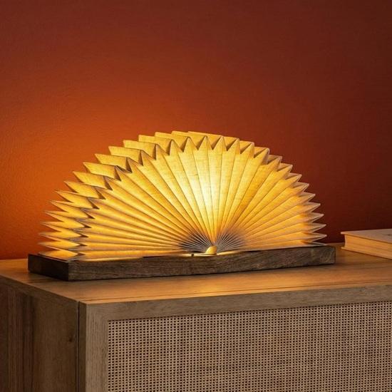Foldable Linen Book Table Lamp Crafted from European Linen Patented Designs Ideal Lamp for Living Room Decoration, Bedroom, Office
