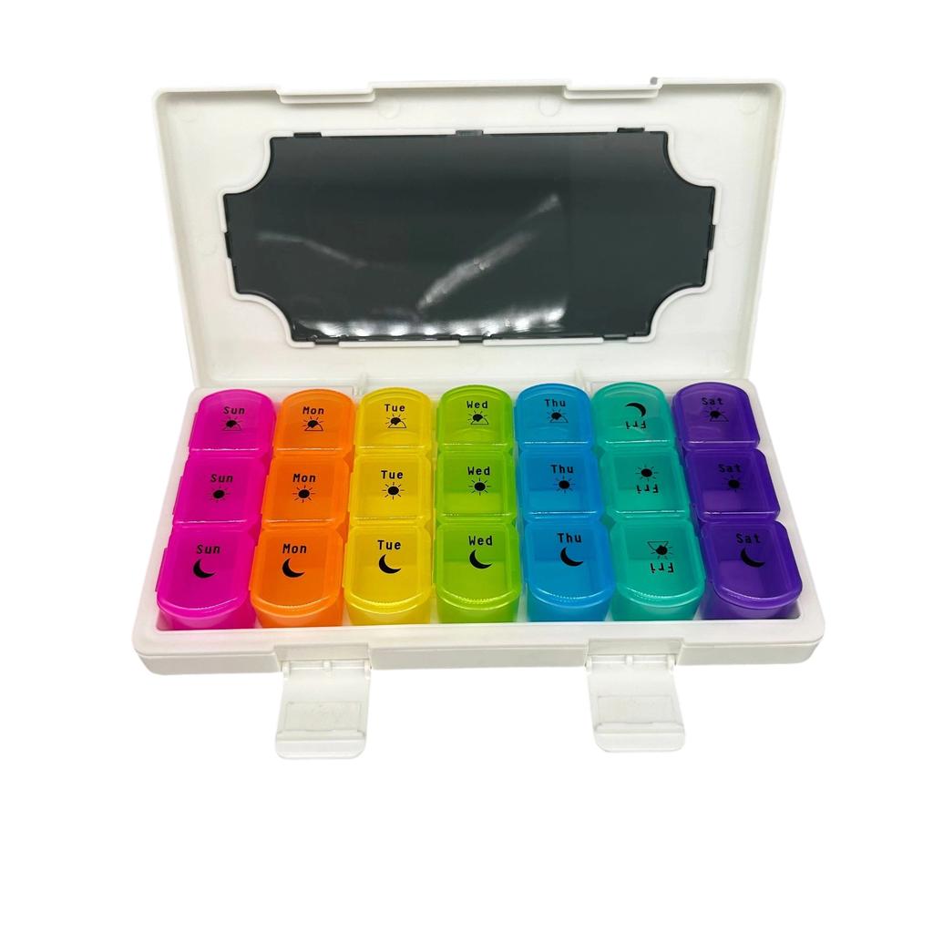New Weekly Organizer Case 2 Times a Day AM PM Daily Pill Box to Hold Vitamin Fish Oil Supplements and Medicine Storage Box