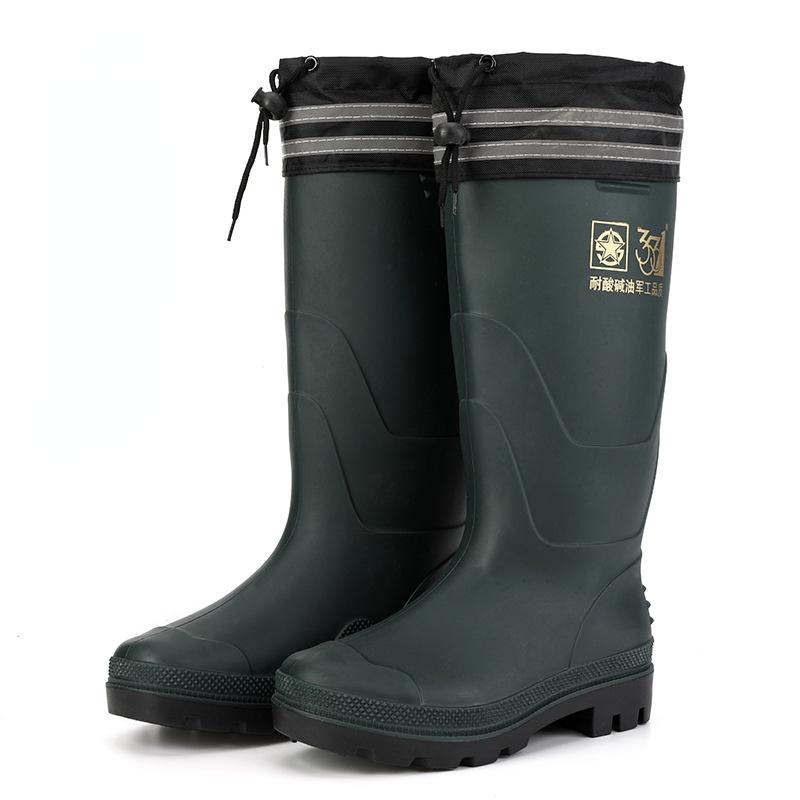 Winter Windproof Plush Rain Shoes Men High Rain Boots Safety Reflective Rain Boots At Night  High Quality Pvc Water Boot Men