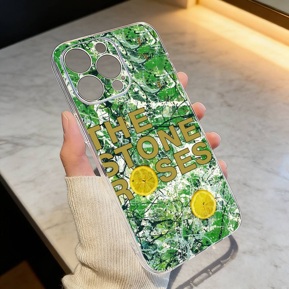 

The S-Stone R-Roses Band Phone Case Transparent Silicone Soft For iPhone 17 16 15 14 13 12 11 Mini Pro Max Plus iPhone15plus