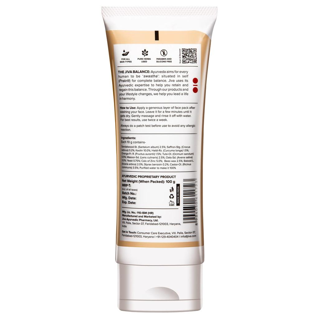 Jiva Kesar Ubtan Face Pack- 100gm (Pack of 1) | Contains Pure Kesar, For All Skin Types | Improves Complexion & Skin Health, Traditional Kesar Ubta