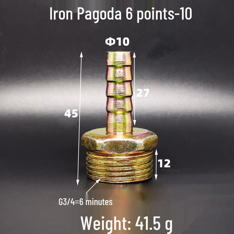 Iron-Plated Threaded Pagoda Hose Connector - Fits 1/2, 3/4, 3/8, 1/4, 1 Inch