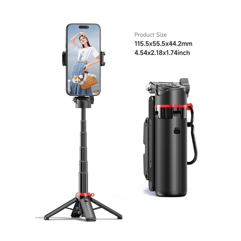 Wireless Remote Operated Selfie Stick Desk Tripod Featuring Quick Open Button and Six Section Extendable Design