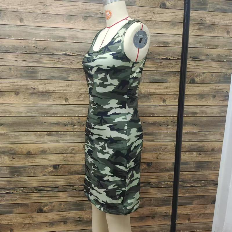 Women's Summer Camouflage Slim Fashion Sexy Halter Dress