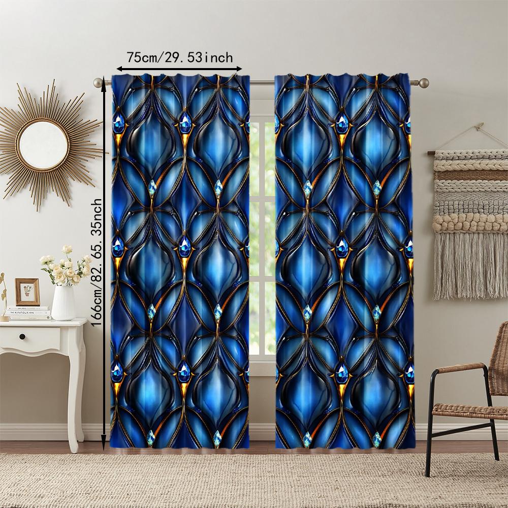 Set Of 2 Chic Inspired Window Curtains Design Easy Hanging Polyester Material Perfect Bedroom Living Room Nordic Made Sitting Treatment