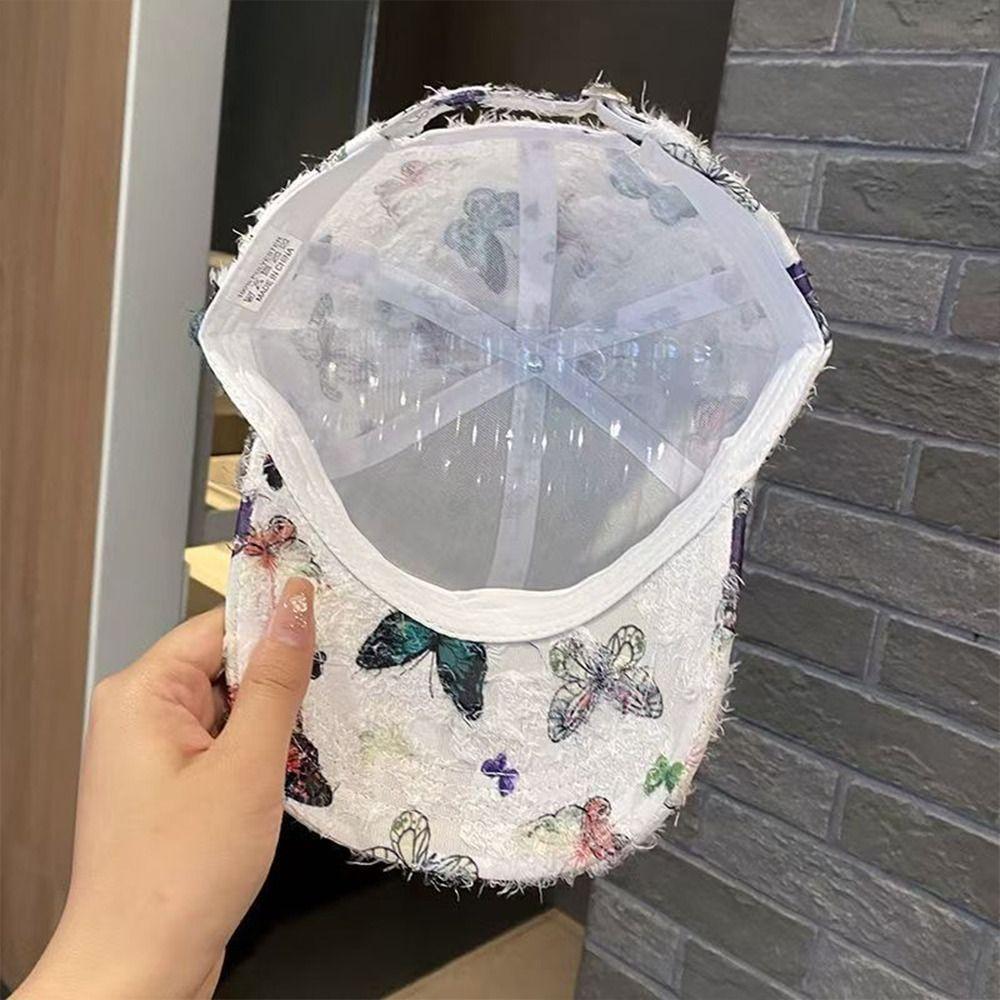 Embroidered Butterfly Baseball Cap Versatile Elegant Korean Style Baseball Cap Breathable Sunshade Women Outdoor Cap Daily Use