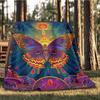 1pc Butterfly Art Print Outdoor Flannel Blanket Soft All Season Polyester Throw , Perfect for Picnics & Travel , Picnic Accessory