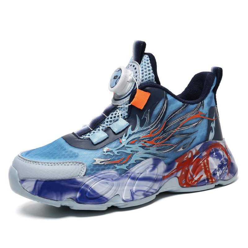 Spring and Autumn New Children's Basketball Shoes Lightweight and Breathable Boys' Sports Shoes Medium and Older Children's Fashion Trend Running