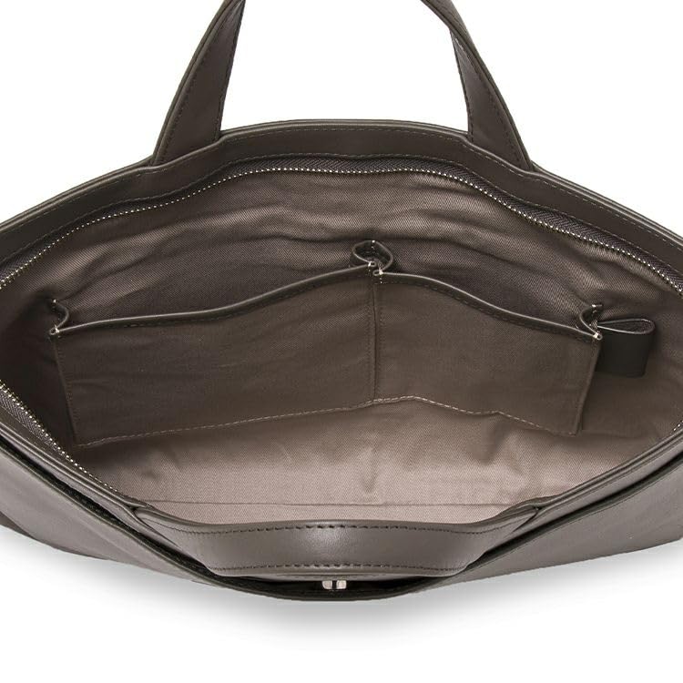 Thin Gusset Briefcase Genuine Leather A4 Business Bag Large Capacity Bag PC13 Inch SA122 TRION Black Made by Baseball Glove Manufacturer [Official