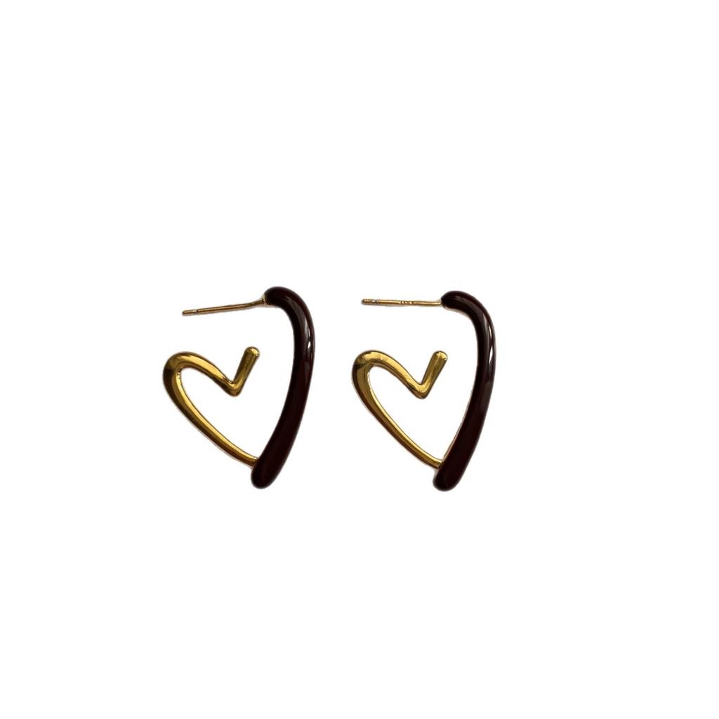 Classic retro geometric enamel glazed earrings simple low-key earrings high-end exquisite earrings