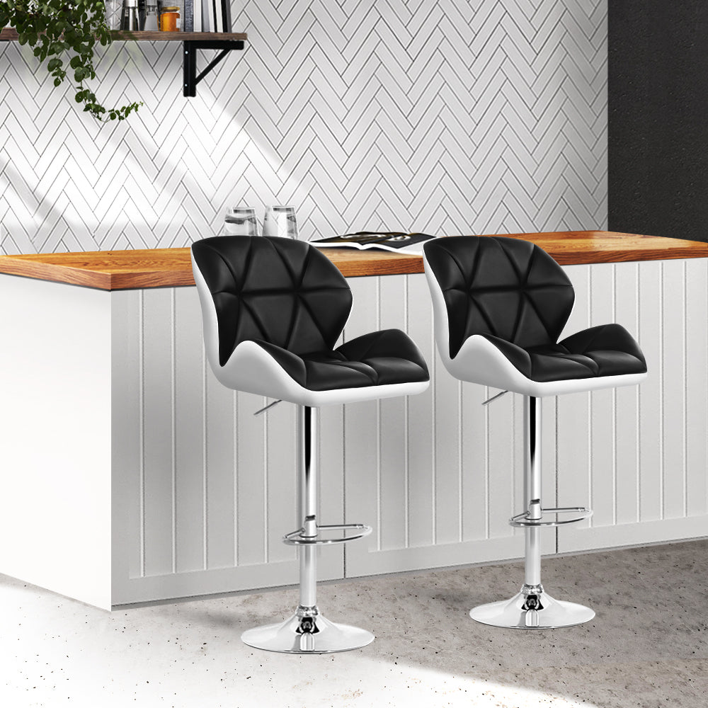 Benches Bar Stools Artiss Set Of 2 Kitchen Bar Stools White, Black And Chrome