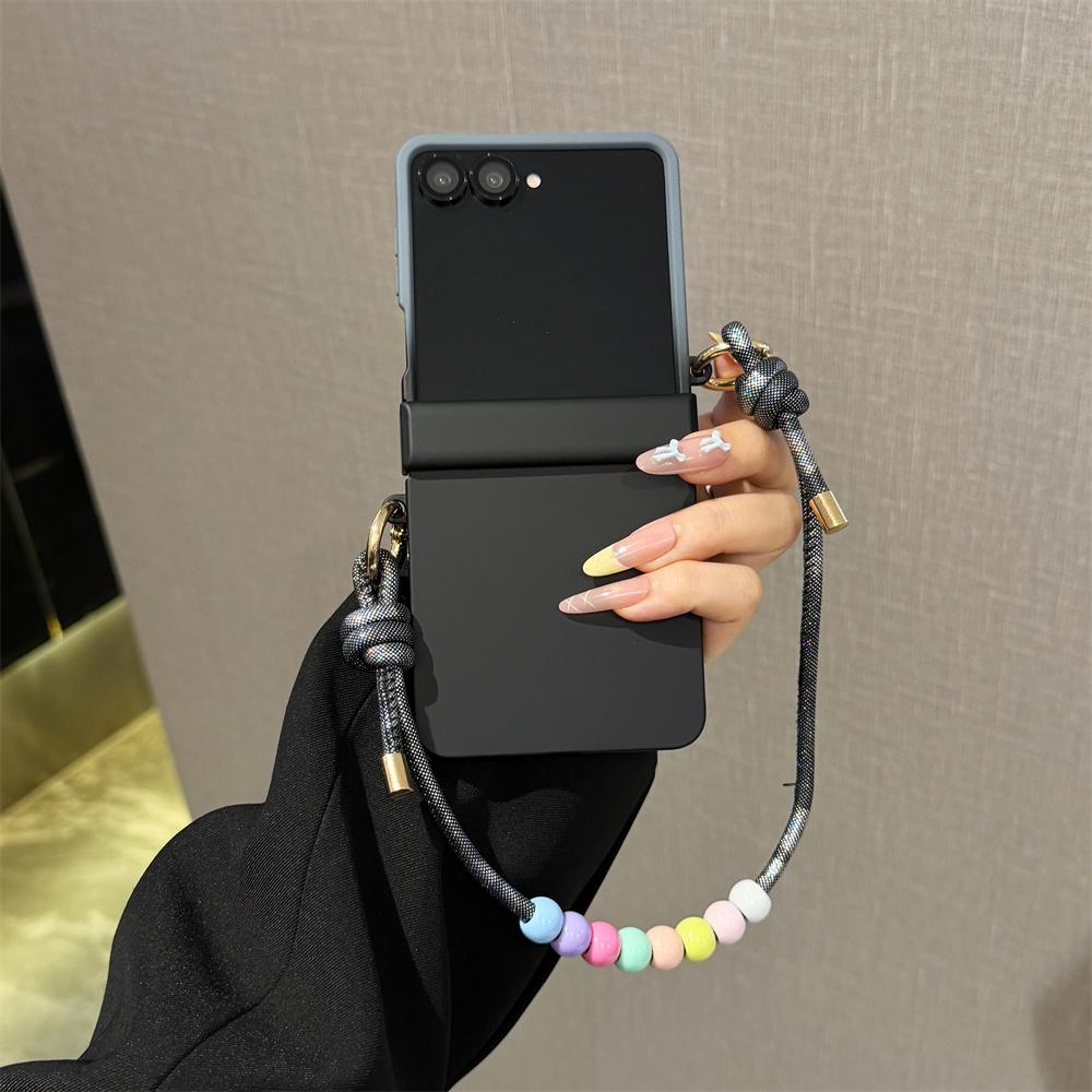 Farbverlauf Hard Shell Vollschutz Mit Buntem Perlen-Handgelenkband Handyhülle Für Samsung Galaxy Z Flip 8 7 FE 6 5 4 3