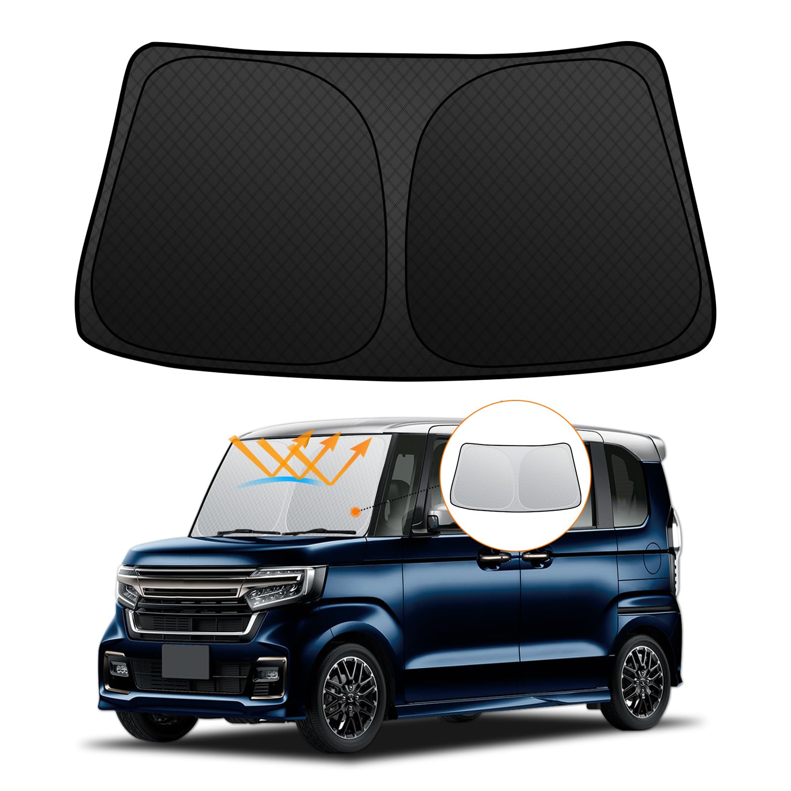 

Honda Series Windshield Sunshade UV Light Heat Summer UV Easy Installation and Includes Storage Bag [Enhanced Edition] N-BOX JF3/JF4 (2nd Generation) чёрный