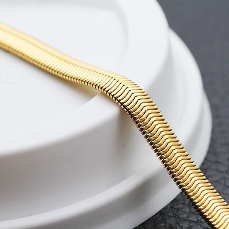 Trendy Men'S Necklace Jewelry, Titanium Steel Flat Cartilage Necklace, Gold-Plated Stainless Steel Chain