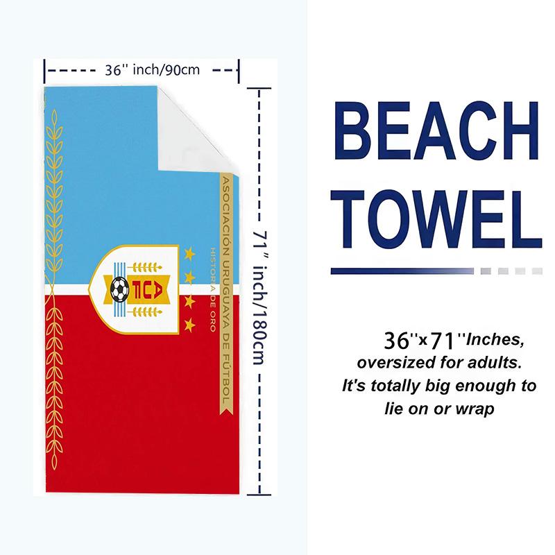 Uruguay Celeste Football Print Beach Towel, Large Soft Quick Dry Towel for Beach Camping Swimming