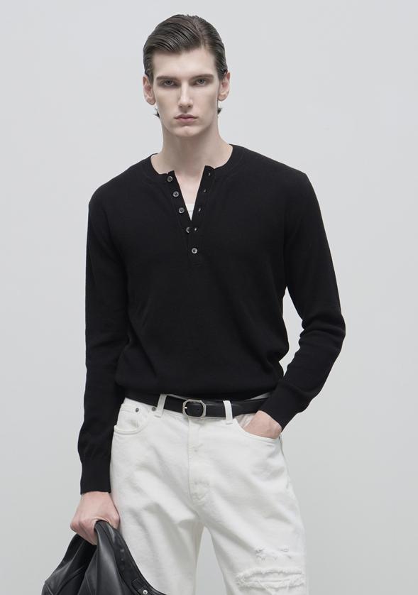 Свитер Savage с воротником- Henley - Черный Black/L