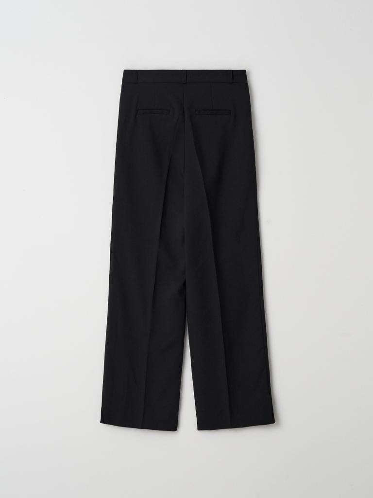 PREMIERE AMOUR Rich Blend Two-Tuck Wide Slacks - Black