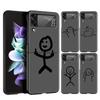 Matchman Cartoon Hard PC Phone Case For Samsung Galaxy Z Flip 5 4 3 Black Cover For Galaxy Z Flip 6 Foldable Shockproof Case Bag