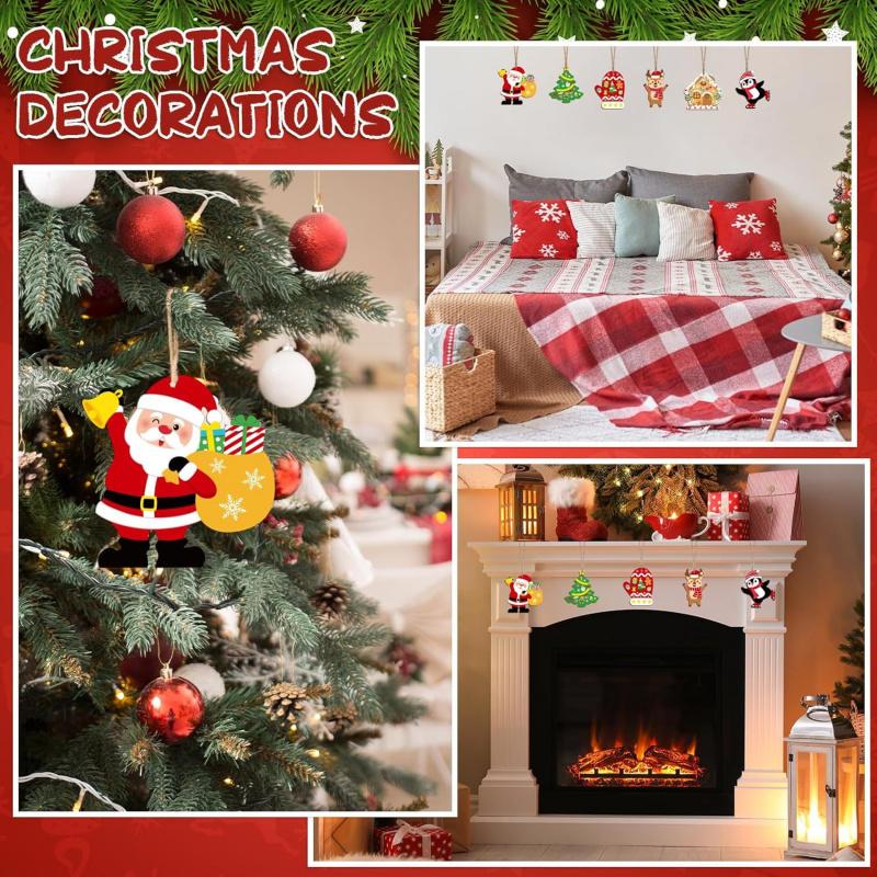 6pcs Christmas decorations wooden dwarfs, unfinished wood carvings, elf slices, wooden ornaments, handmade, ready for painting
