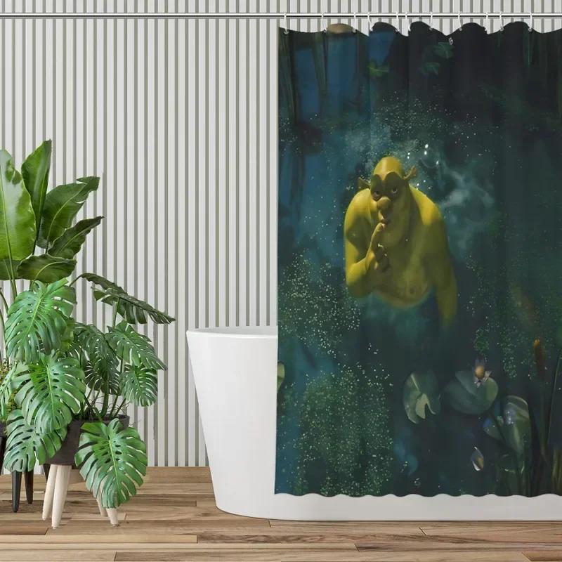 Po01 Modern Imprimare 3D Shrek în Mlaștină Cortină de Duș Peisaj Cortină de Baie Cu Cârlige Pentru Baie Impermeabilă Peisaj…7&U #