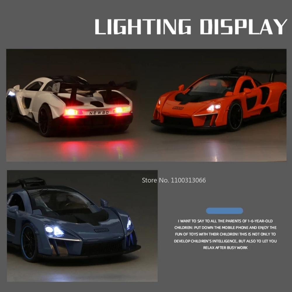 1/32 Scale Senna Alloy Cars Models Diecasts Metal Toys Vehicles Model Simulation Sound And Light Collection Kids Birthday Gifts