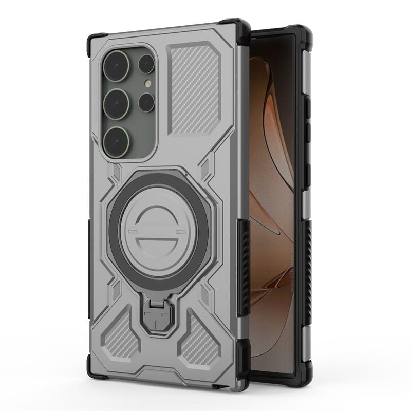 

Для чехла Samsung Galaxy S24 Ultra Чехол-подставка для Samsung S24 Ultra Магнитная беспроводная зарядка Защитные чехлы для телефона на S24 Ultra Galaxy S24 Ultra серый