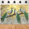 Peacock Theme Background Happy Birthday Flower Castle Waterfall Party Decor Backdrop Photography Studio Supplies Props Banner