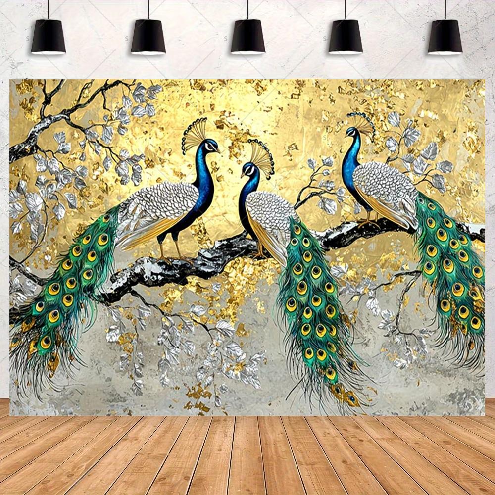 Peacock Theme Background Happy Birthday Flower Castle Waterfall Party Decor Backdrop Photography Studio Supplies Props Banner
