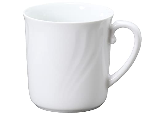 Okura Art Pottery Janet White Mugs (Pair), Coffee/Tea, Approx. 310cc, Microwave and Dishwasher Safe, Made In Japan, 126CR/1000-I