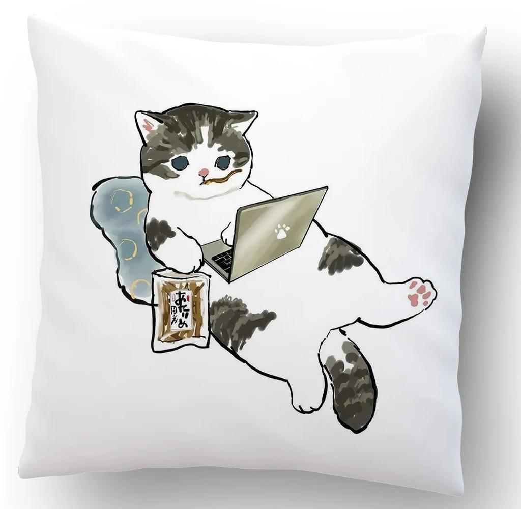 Cartoon Cat Decorative Pattern Pillowcase Office Living Room Home Pillowcase Car Ornaments