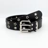 Double Prong Buckle Faux Leather Belt 1Pcs Black Silver Star Studs Cool Punk Style for Men Women Jeans Skirt Matching