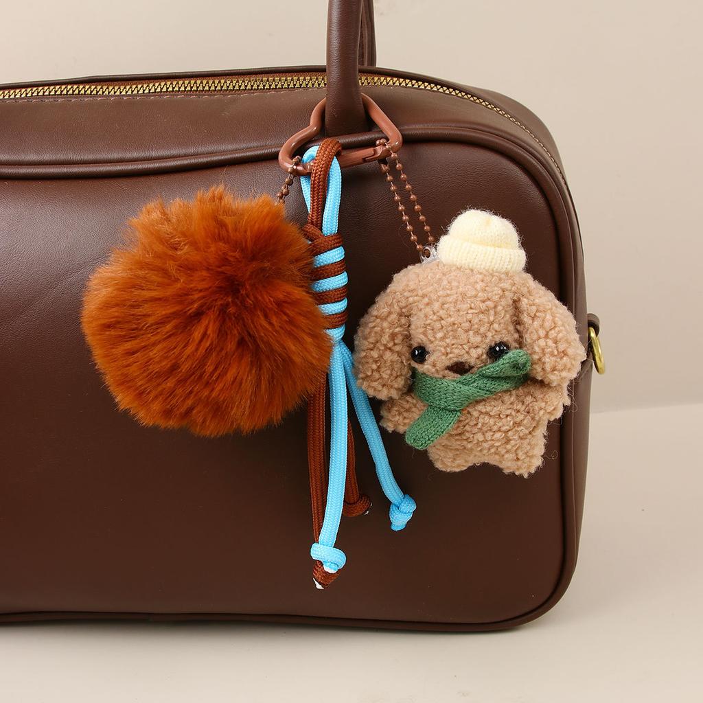 Fashion personality soft cute plush puppy bag pendant keychain ins versatile high-end pendant accessories