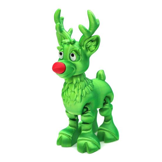 Red-Nosed Reindeer Figurine Articulated Christmas Reindeer Ornament Collectible Reindeer with Flexible Joints Festive Centerpiece Holiday Gift